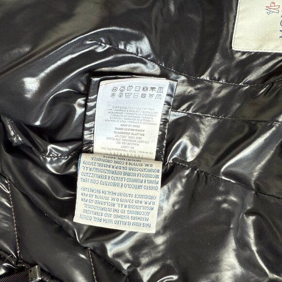 Moncler Fulmarus Shiny Green Down Puffer Coat Real Fur Hood Size 1 - Picture 12 of 14